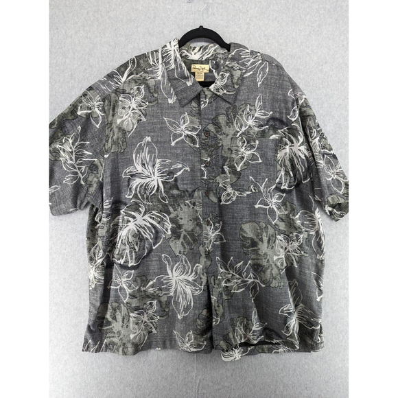 Panama Jack Other - Panama Jack Button Up Hawaiian Shirt Men's 3XL Short Sleeve Gray Floral Leaves